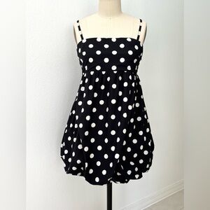 GAP Bubble Mini Dress NWT Black & White Polka Dots Poplin Spaghetti Straps M